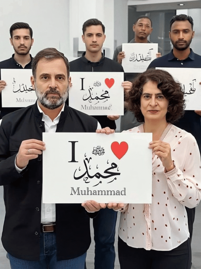 राहुल गांधी और प्रियंका गांधी के ‘आई लव मोहम्मद’ पोस्‍टर वाली तस्वीर निकली फर्जी