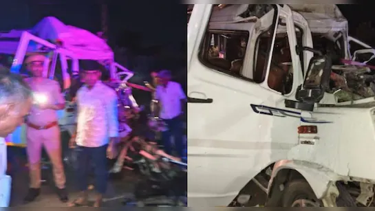 फलोदी के मतोड़ा क्षेत्र में बस-ट्रेलर टक्कर में क्षतिग्रस्त बस और राहत कार्य करते लोग फलोदी के मतोड़ा क्षेत्र में बस-ट्रेलर टक्कर में क्षतिग्रस्त बस और राहत कार्य करते लोग