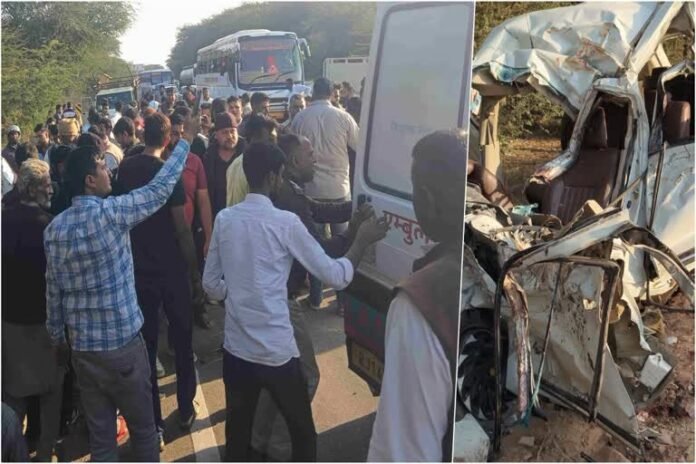 सीकर जिले में ट्रक और कार की टक्कर के बाद क्षतिग्रस्त वाहन सीकर जिले में ट्रक और कार की टक्कर के बाद क्षतिग्रस्त वाहन