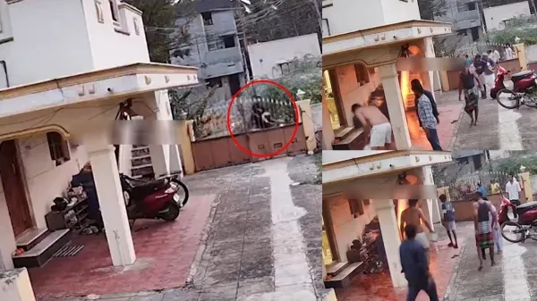 कोयंबटूर में युवती के घर पर केरोसिन बोतल फेंकने के मामले की जांच करती पुलिस कोयंबटूर में युवती के घर पर केरोसिन बोतल फेंकने के मामले की जांच करती पुलिस